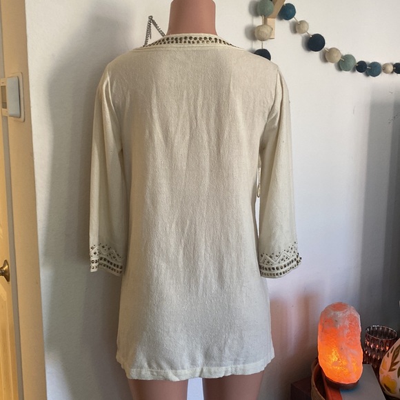 Lucky Brand brass studded linen tunic - Picture 6 of 7